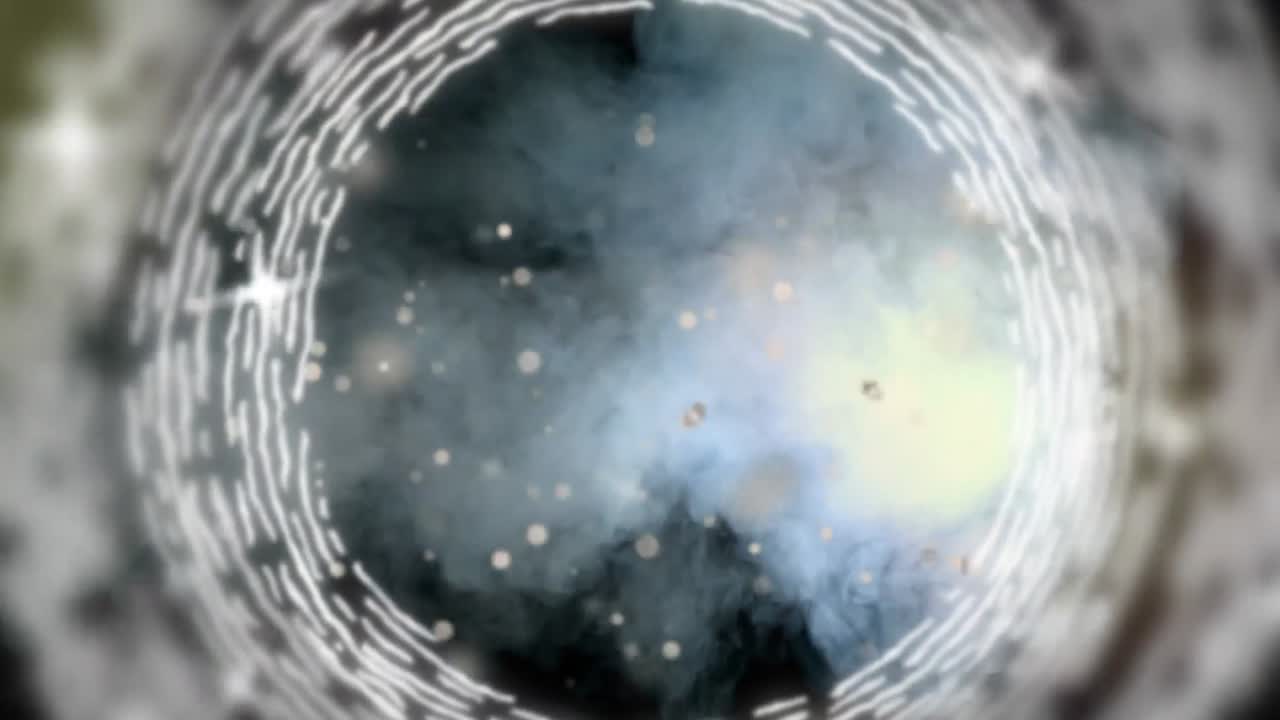 animación de la red de círculos y conexiones sobre nubes