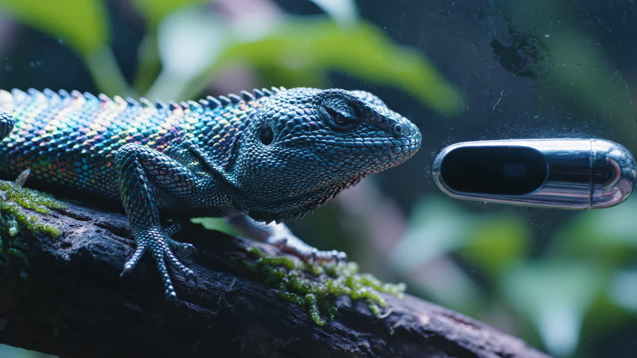 Lizard Close-Up with Futuristic Device