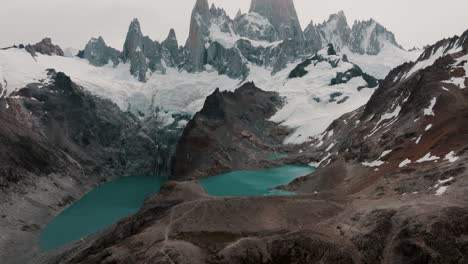 fitz roy mountain with lake in patagonia, argentina - tilt up