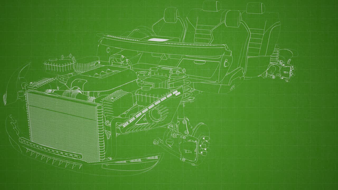 engine and other parts visible in car