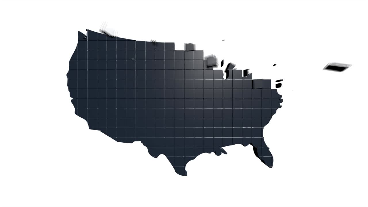 다양한 주를 보여주는 미국 지도 (animated usa contiguous lower 48 u.s. state map on an isolated chroma key background)