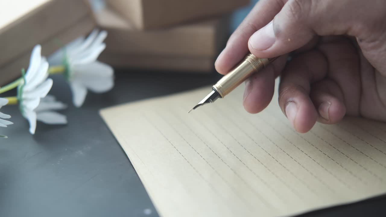 persona que escribe una carta con un bolígrafo