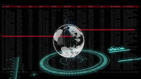 animación del globo, procesamiento de datos a través del escaneo de ámbitos.