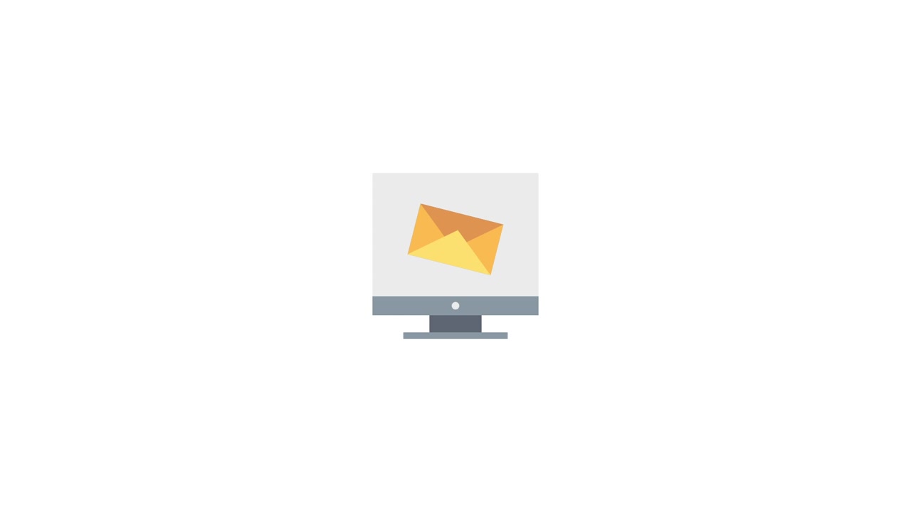 Animated Computer Monitor with Email and Video Notification Icon