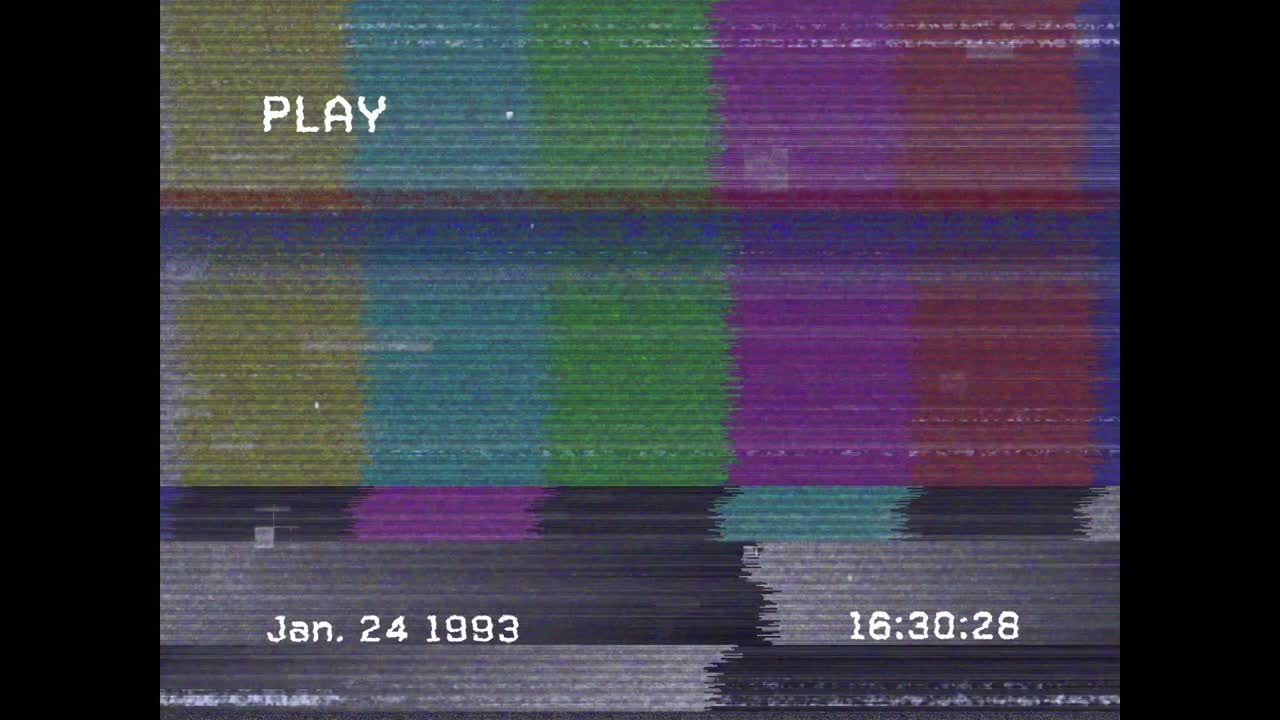 Animation of video tape on tv screen with glitch