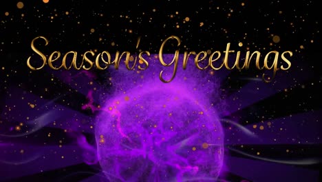 animation of seasons greetings text over shapes