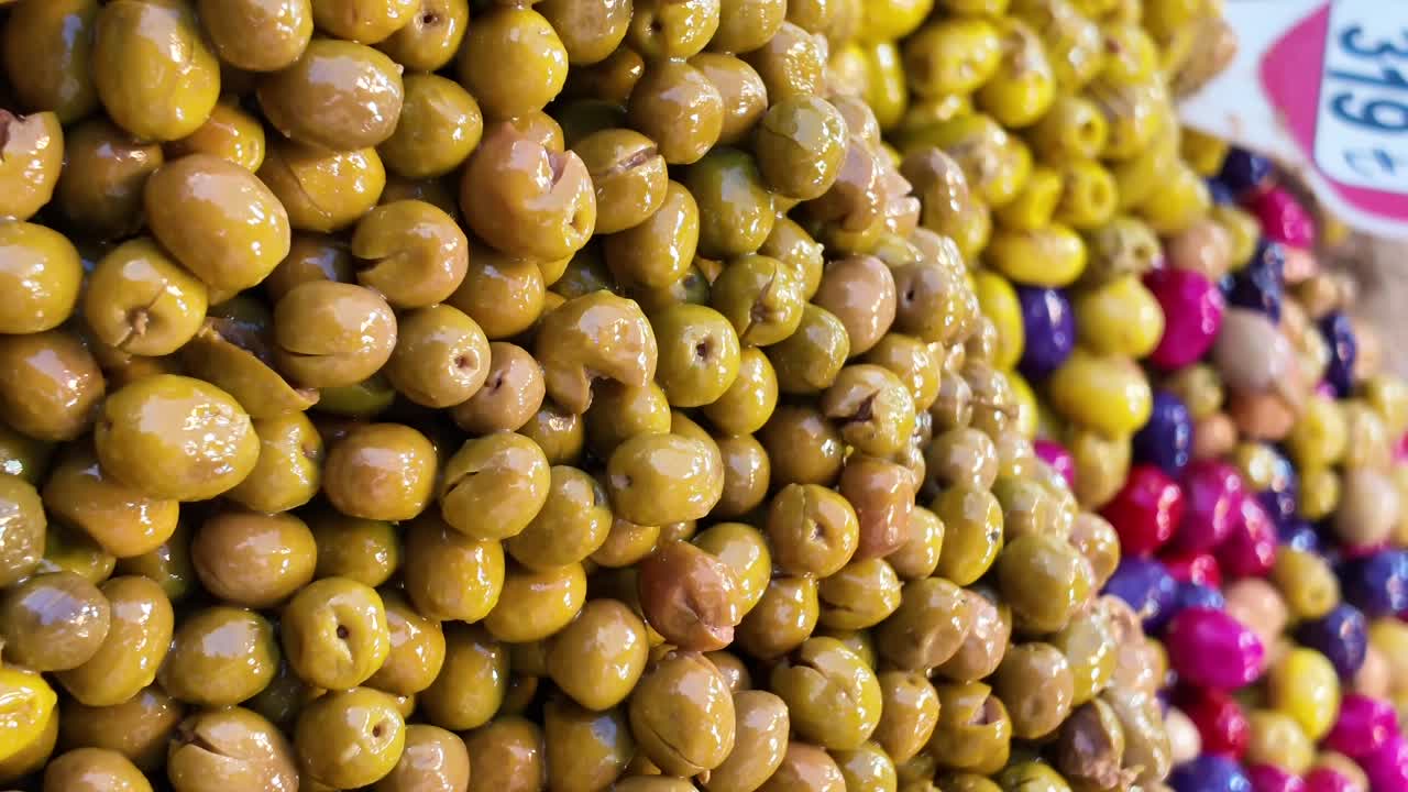 Close-up of a Pile of Green Olives