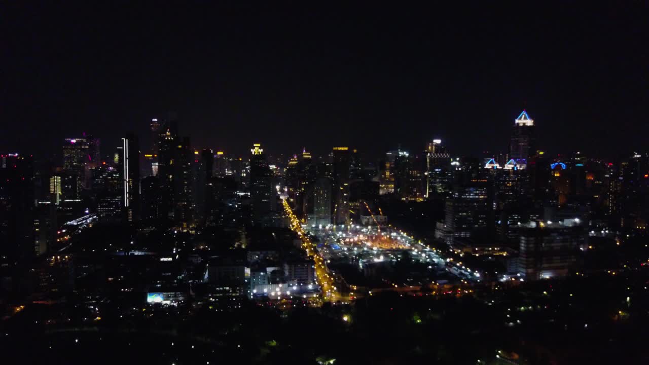 야간 도시 풍경 공중 사진