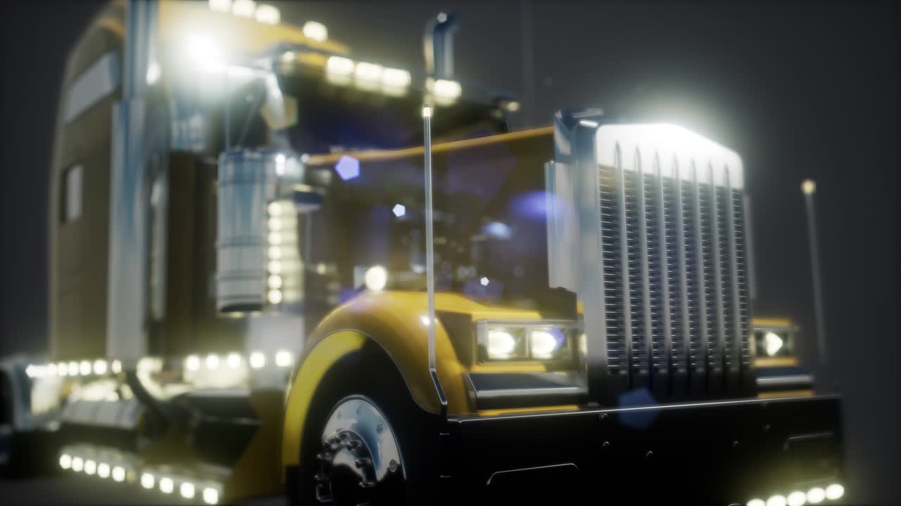 스튜디오에서 밝은 미국 트럭 트랙