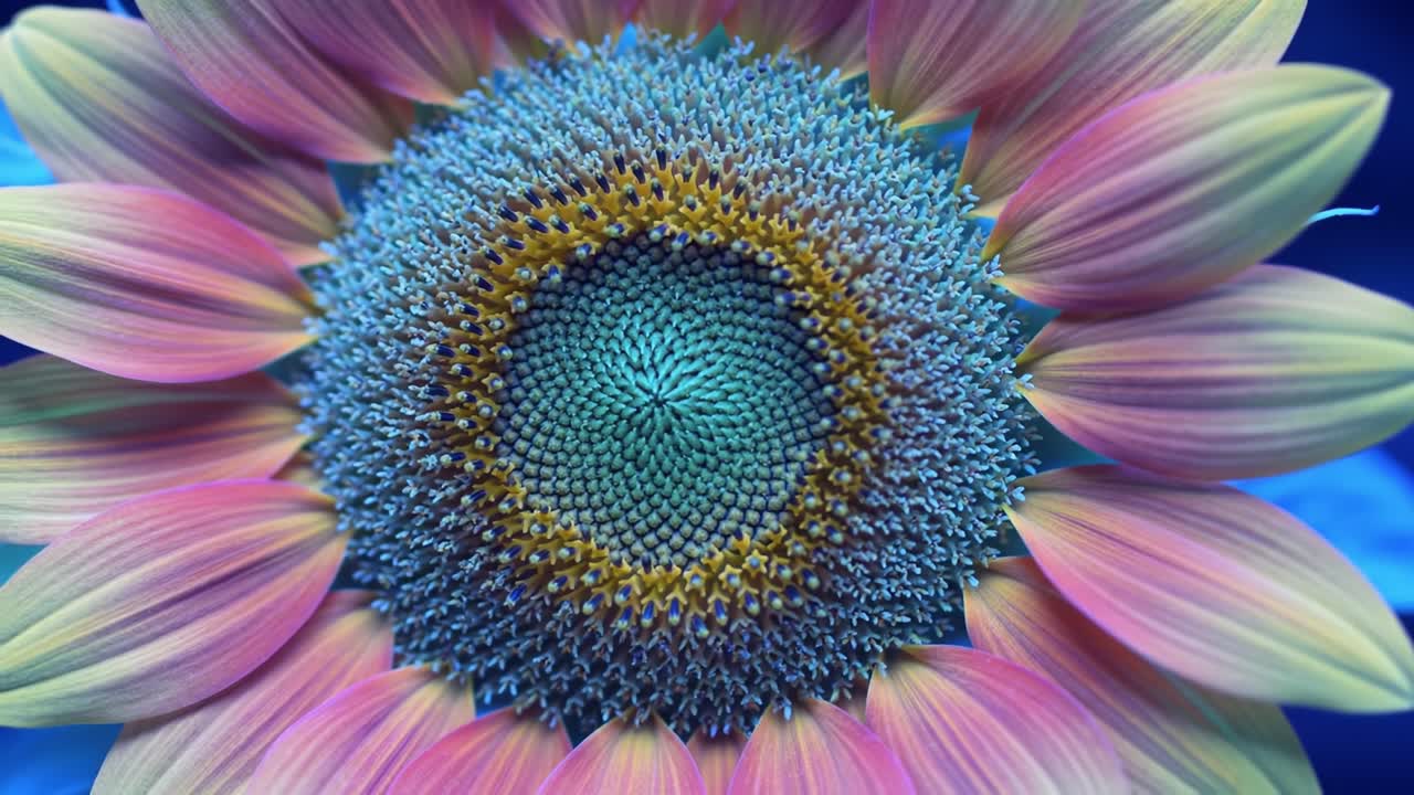 Captivating Close-Up of a Colorful Sunflower: A Stunning Exploration of Nature's Intricacies and Vibrant Colors in Floral Beauty and Design