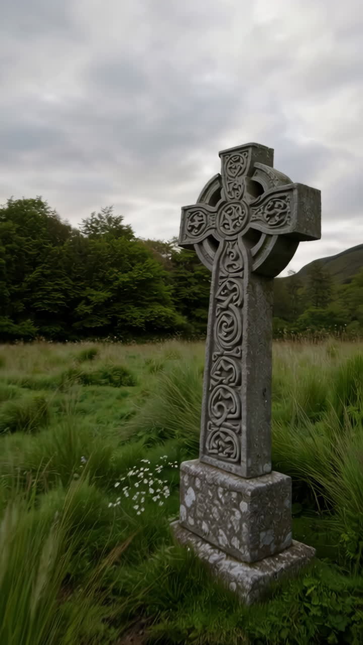 Intricately Carved Stone Celtic Cross