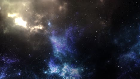 exploring blue and yellow nebulae in outer space