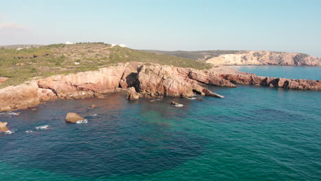 AERIAL:-High-shot-from-the-rock-formation-in-the-Algarve