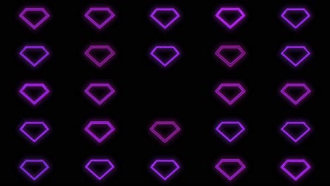 pulsing purple diamonds pattern with neon light in casino style