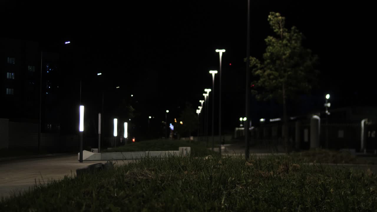 Night Street Scene with Streetlights