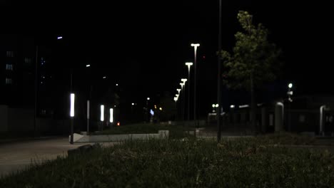 night street scene with streetlights