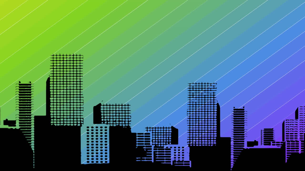 animación del modelo de la ciudad sobre el arco iris