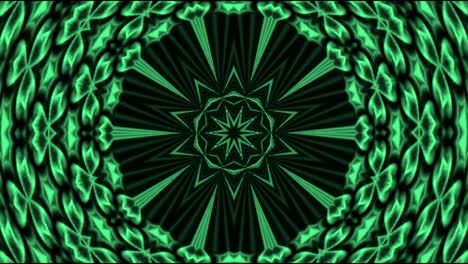 hermoso video caleidoscopio que brilla, brillos de luz que regula el movimiento con verde