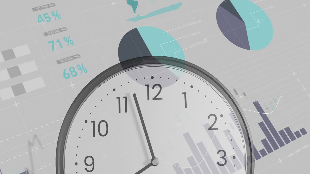 animación del procesamiento de datos financieros durante el reloj