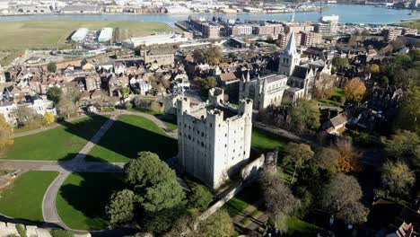 rochester castle drone footage 4k high point of view