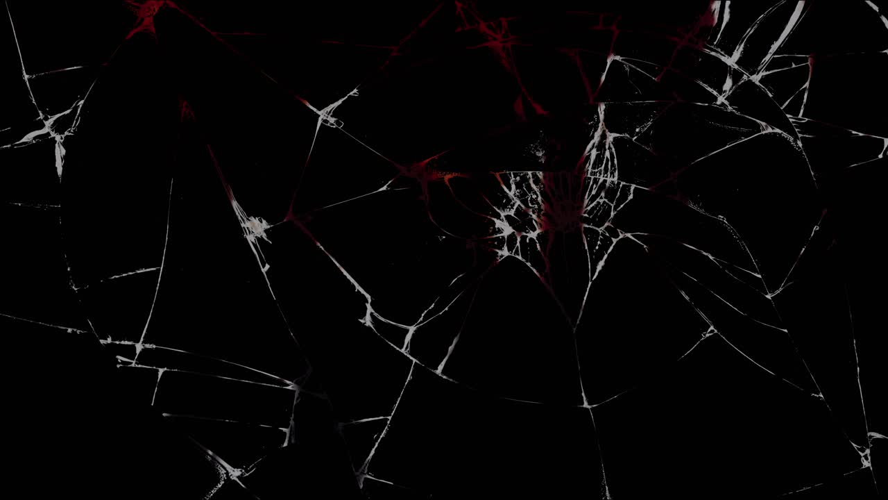 Red blood slowly drips down a windshield shattered in a car accident, creating a somber and suspenseful visual of the tragic consequences on a black background