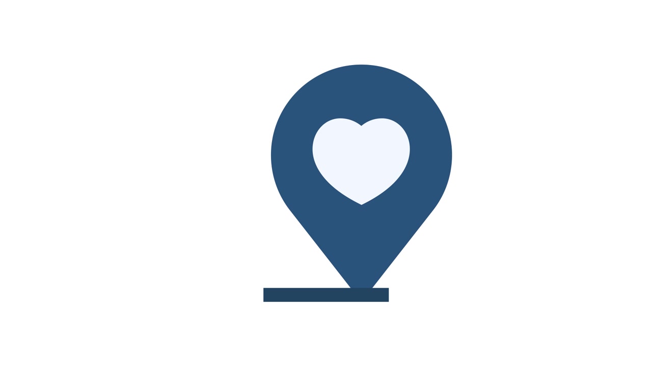 Animated Blue Location Pin with Heart Icon
