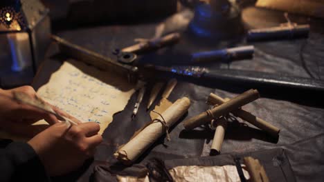 historical video. handwritten letter with pen in ancient times.