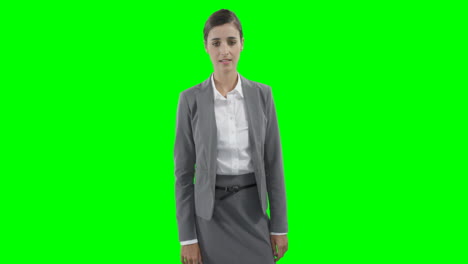 Businesswoman-using-a-virtual-touchscreen