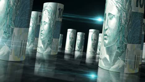 billetes de dinero real brasileños ruedas bucle sin costuras