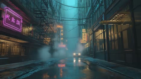 neon lit city street