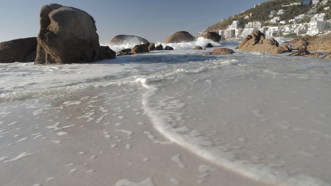 Waves roll onto the beach at Clifton in Cape Town. South Africa