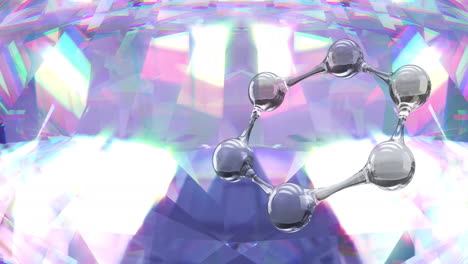 animación de una forma transparente sobre cristales brillantes.