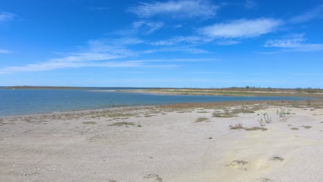 pov while moving along the shore of falcon lake near roma texas in the rio grande valley