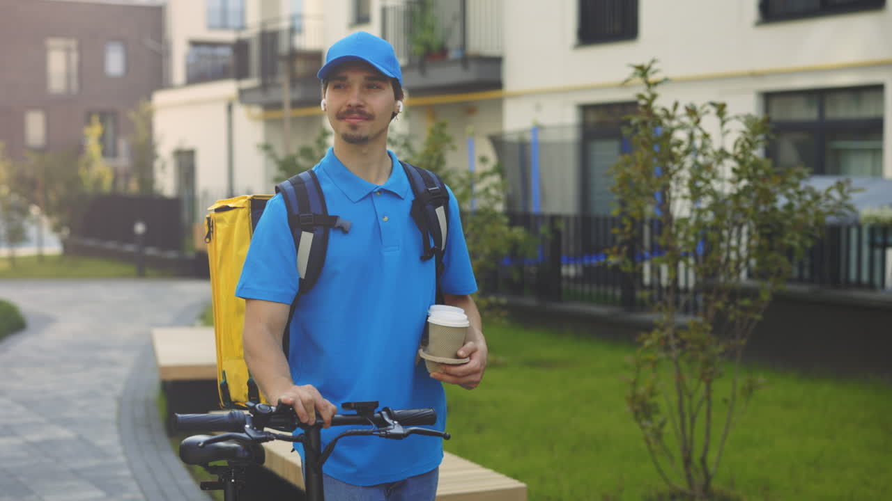 Delivery Person with E-Scooter