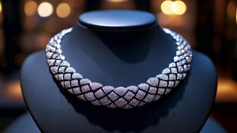 dazzling diamond necklace on display