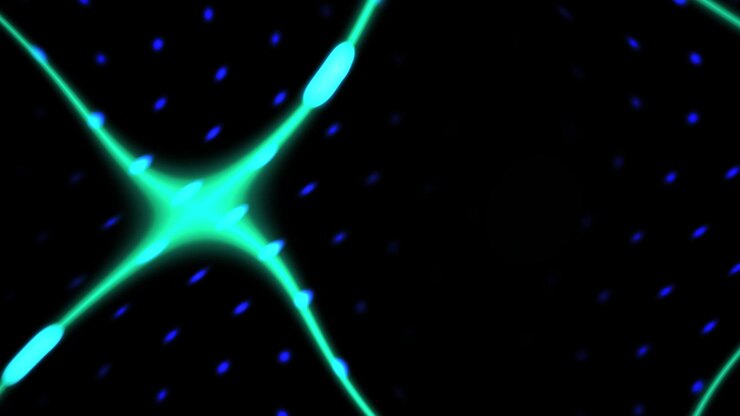 Rete Neurale Astratta Dinamica con Linee Luminose e Punti Blu