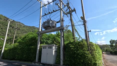 time-lapse of a substation with changing shadows.