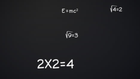 Animation-of-mathematical-formulae-moving-on-black-background