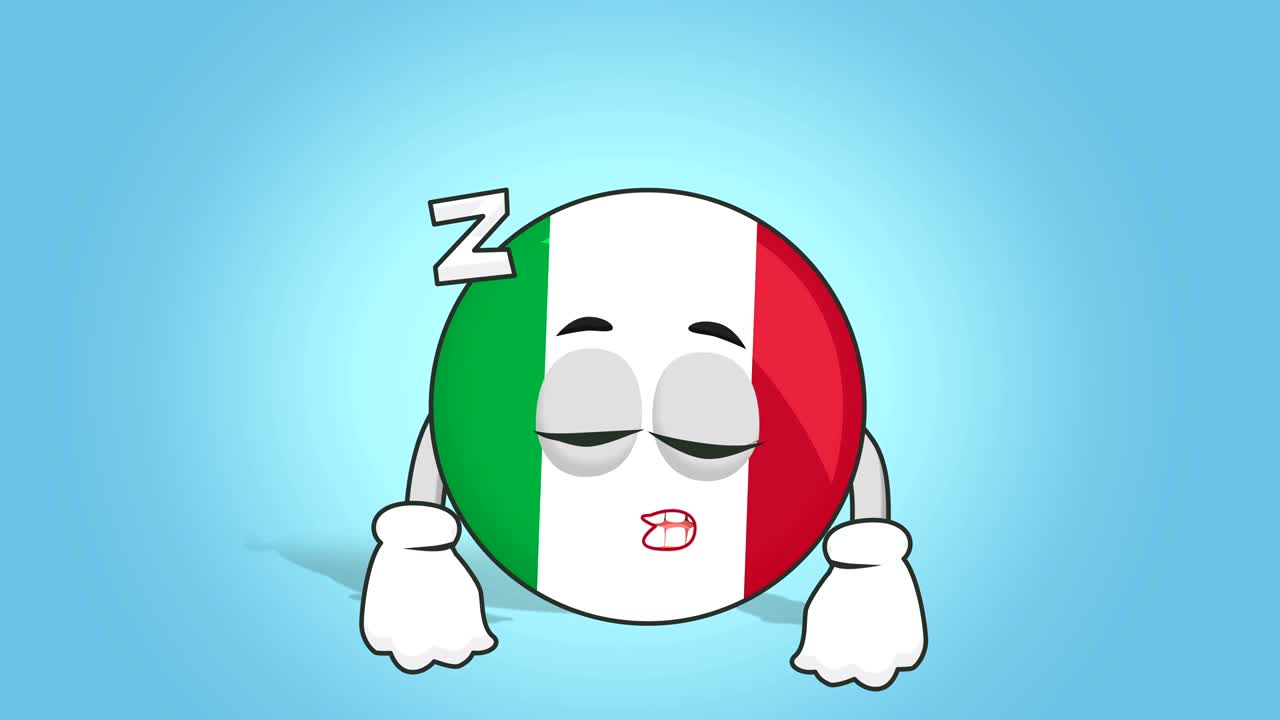 Cartoon Icon Flag Italy Sleep with Face Animation with Alpha Matte