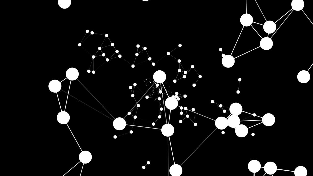 estructura de plexo animado abstracto flotando como una constelación de estrellas en la oscuridad.