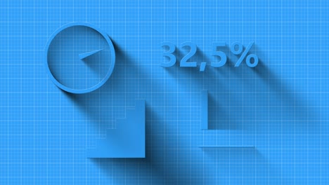 economic analysis infographic statistics with growing business data report and long shadow numbers video loop animation template