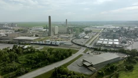 adm corn processing plant in cedar rapids, iowa with drone video moving down