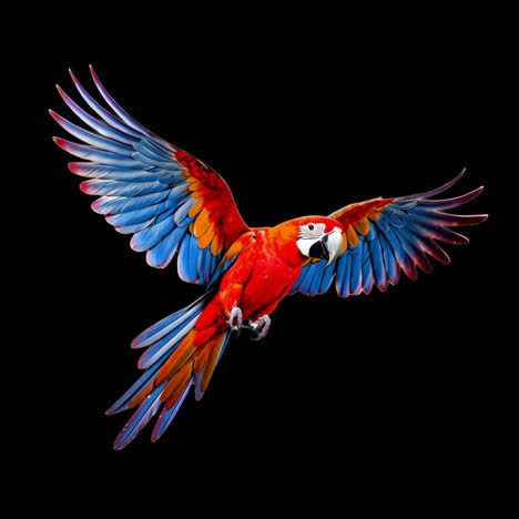 vibrant parrot in flight animation isolated asset, transparent 4k video, alpha channel, prores 4444