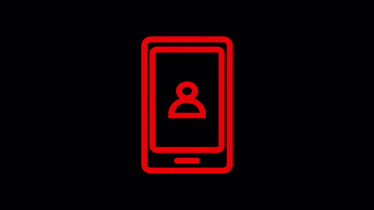 Animated Red Smartphone User Icon on Black Background