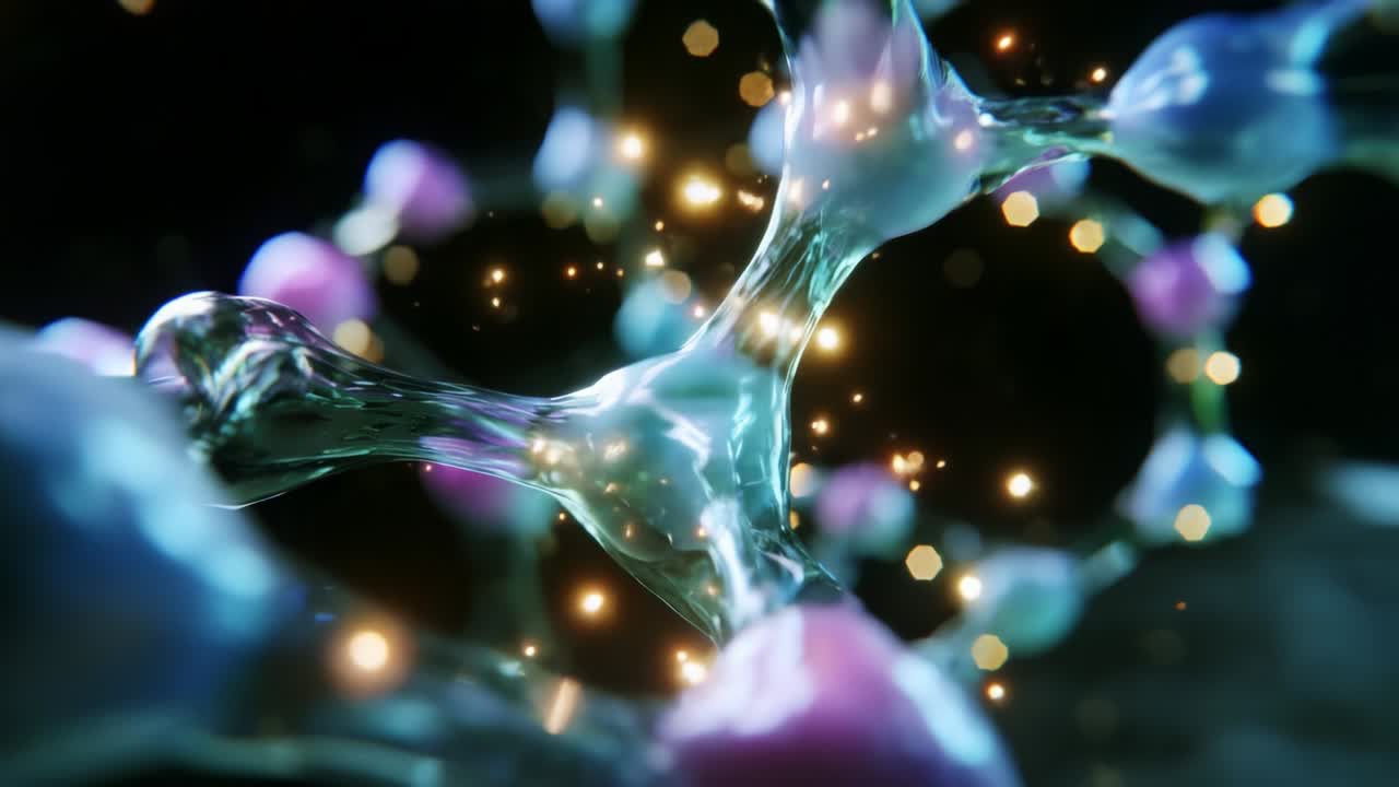 A Captivating Visual Exploration of Molecular Structures, Showcasing the Intricate Details of Connections and Vibrant Colors, Accentuated by a Dazzling Display of Light and Energy Pulsating Through Organic Patterns