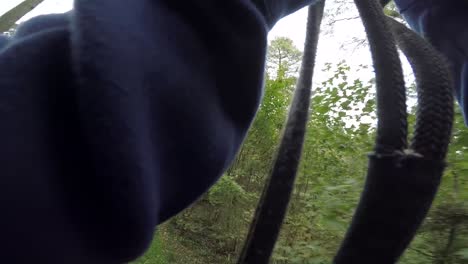 pov zipwire through woodland