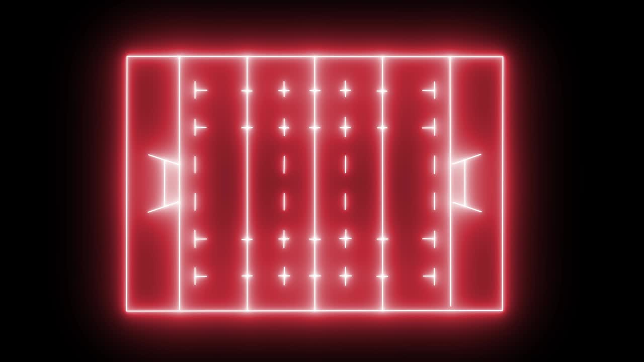 검은색 배경에 빨간색 네온 스포츠 경기장의 애니메이션