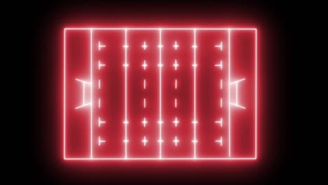 animación de un estadio deportivo de neón rojo sobre fondo negro