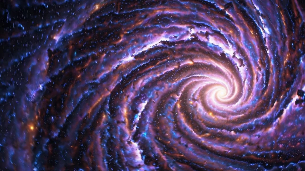 Galassia a spirale vibrante che vortica nello spazio profondo con nucleo luminoso