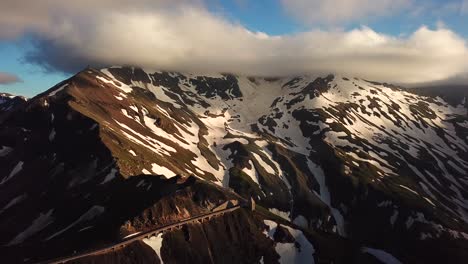 Aerial-landscape-view-of-the-alpine-road-grossglockner-hochalpenstrasse,-through-austrian-mountains